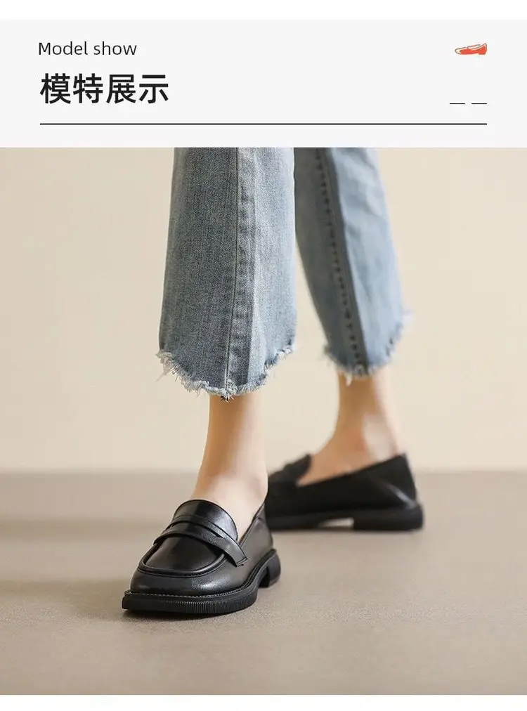 2025 Spring New Soft Leather Small Leather Shoes Women's Work Soft Soled Shoes British Style Loafers Women's Easiest for Match Shoes Women — feature 3