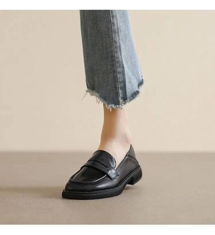 2025 Spring New Soft Leather Small Leather Shoes Women's Work Soft Soled Shoes British Style Loafers Women's Easiest for Match Shoes Women — feature 5