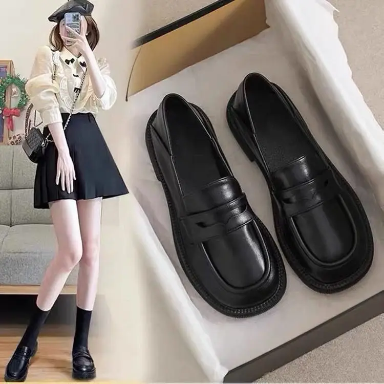 2025 Spring New Soft Leather Small Leather Shoes Women's Work Soft Soled Shoes British Style Loafers Women's Easiest for Match Shoes Women — feature 8
