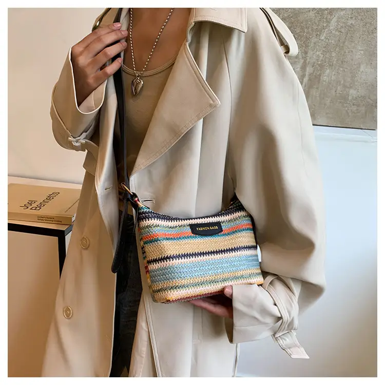 Women Woven Color Stripe Plaid Bag Shoulder Crossbody — feature 12