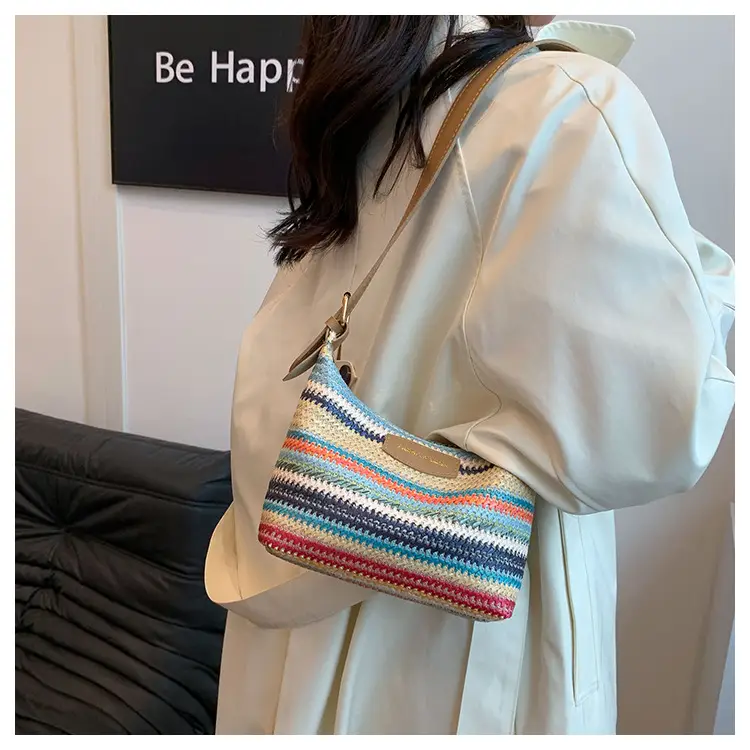 Women Woven Color Stripe Plaid Bag Shoulder Crossbody — feature 13
