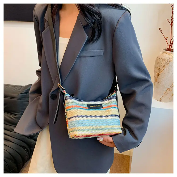 Women Woven Color Stripe Plaid Bag Shoulder Crossbody — feature 20