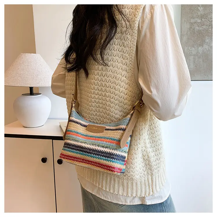 Women Woven Color Stripe Plaid Bag Shoulder Crossbody — feature 22