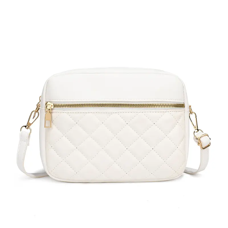White Rhombus Quilted Shoulder Bag for Women - Image 8