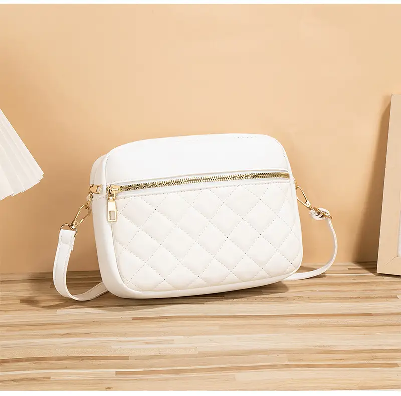 White Rhombus Quilted Shoulder Bag for Women — feature 13