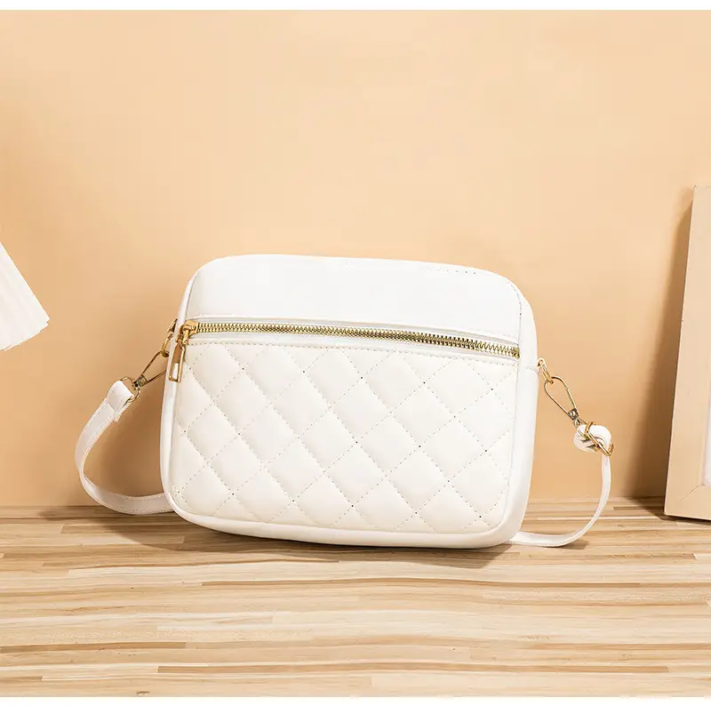 White Rhombus Quilted Shoulder Bag for Women — feature 14