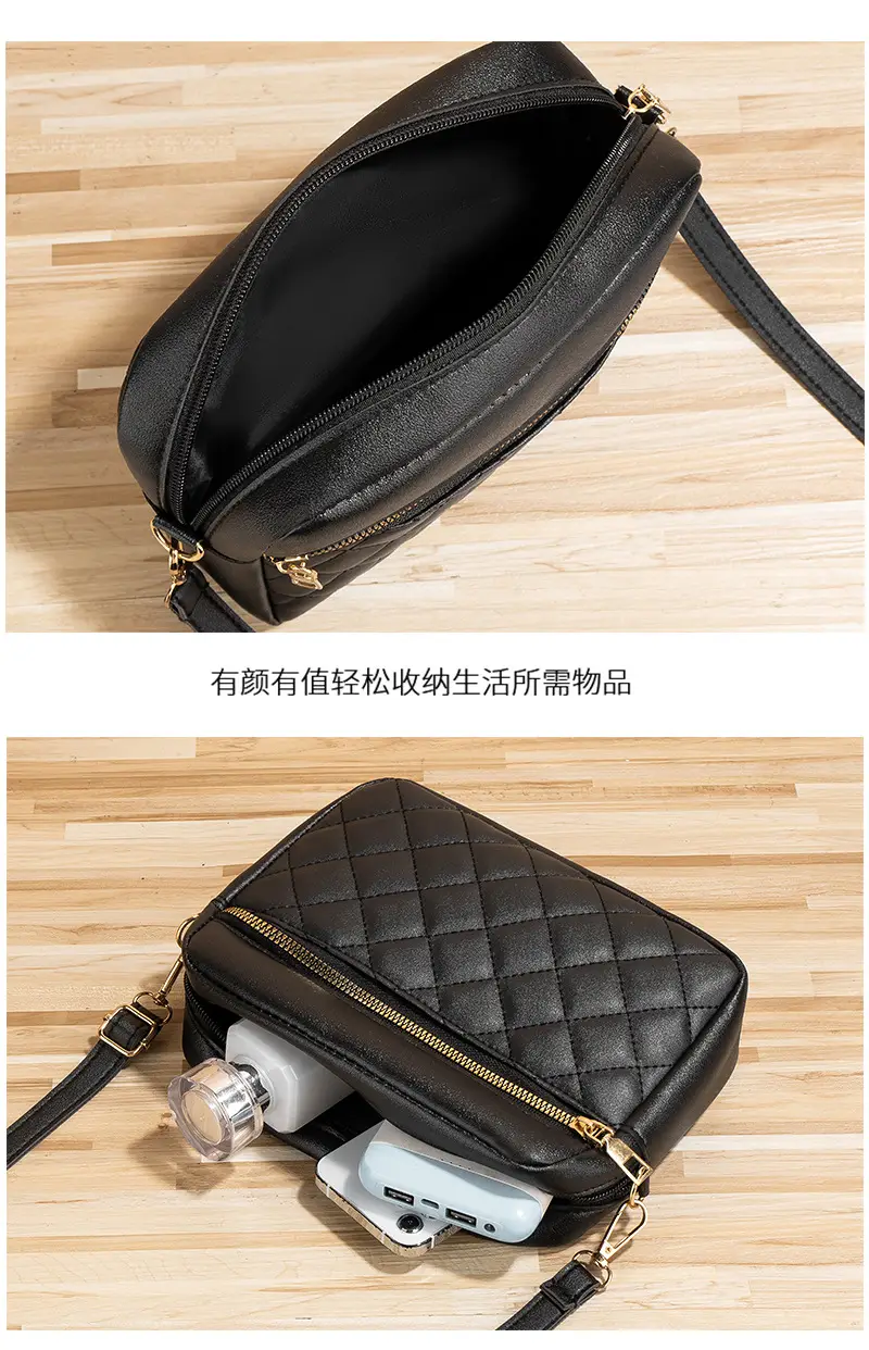White Rhombus Quilted Shoulder Bag for Women — feature 6