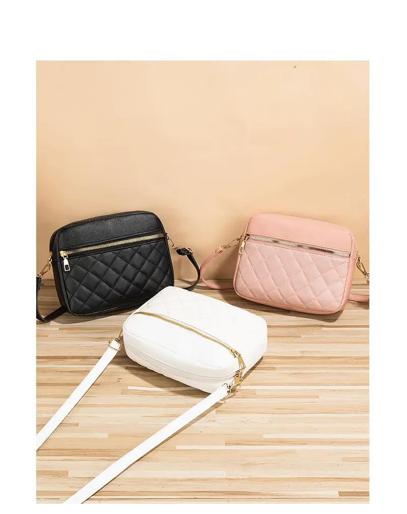 White Rhombus Quilted Shoulder Bag for Women — feature 7