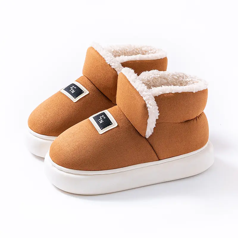 Snow Boots Cotton Slippers Women's Autumn and Winter Wrap Heel Thick-soled Shoes with Dung-feeling Warm fleece-lined Thickened Comfortable All-match Moon Shoes