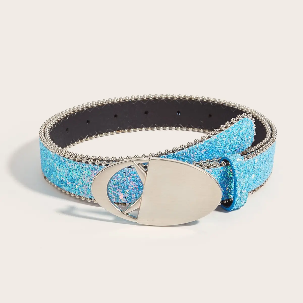 Pink Sequin Belt with Snap Buckle for Women