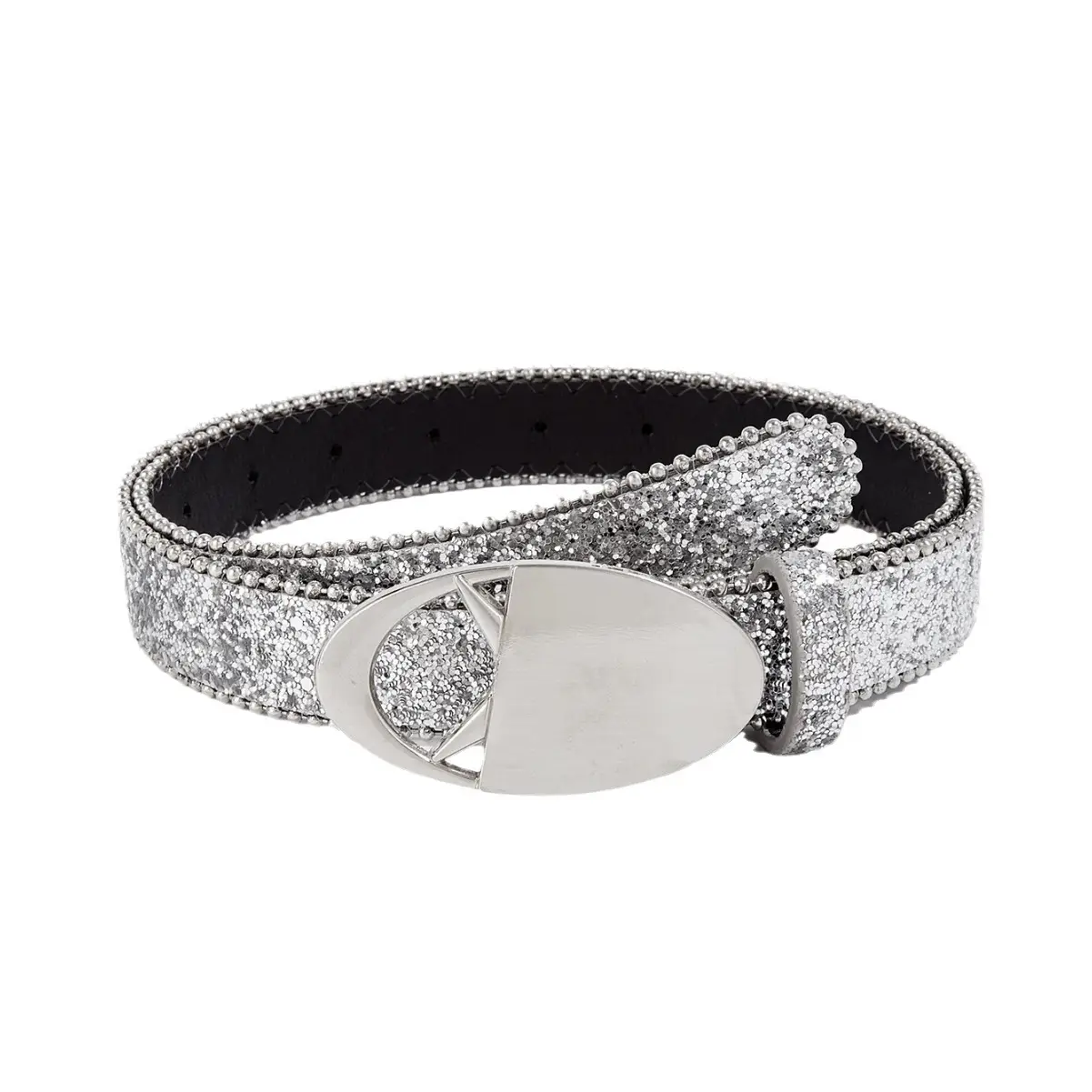 Pink Sequin Belt with Snap Buckle for Women