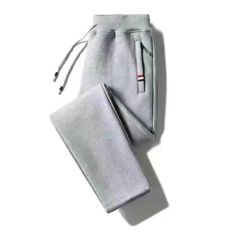 Plus Size Men Fleece Zipper Trousers Grey Black - Image 28