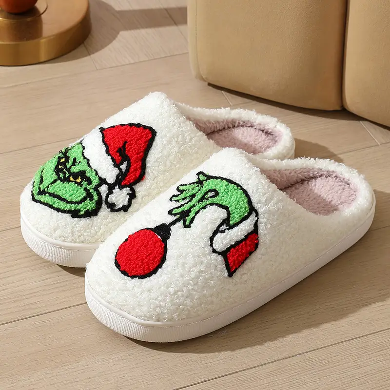 Cross-border new comfortable home cute cartoon Grinch winter cotton slippers for men and women couples warm cotton slippers