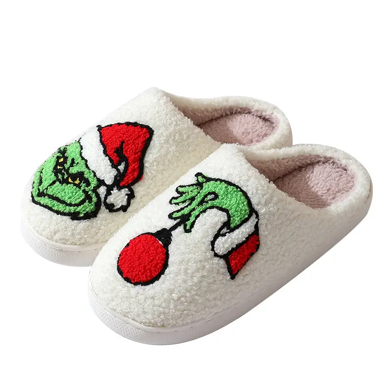 Cross-border new comfortable home cute cartoon Grinch winter cotton slippers for men and women couples warm cotton slippers