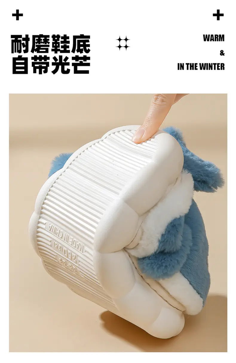 Cotton Rabbit Slippers Women Winter Warm Non-Slip — feature 10