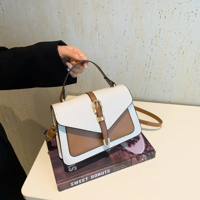 Women's Retro Contrast Shoulder Bag 2024 Autumn