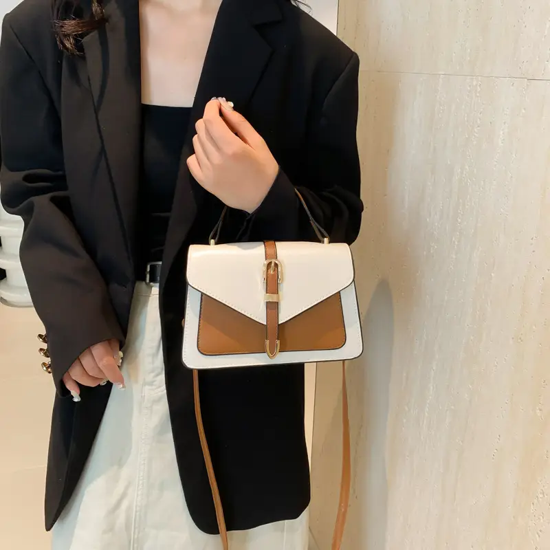 Women's Retro Contrast Shoulder Bag 2024 Autumn