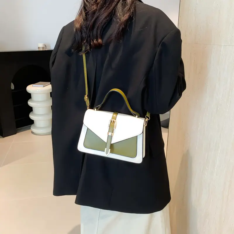 Women's Retro Contrast Shoulder Bag 2024 Autumn