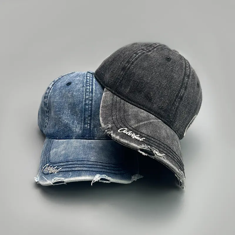 Vintage Denim Baseball Cap with "Coast" Embroidery — feature 2