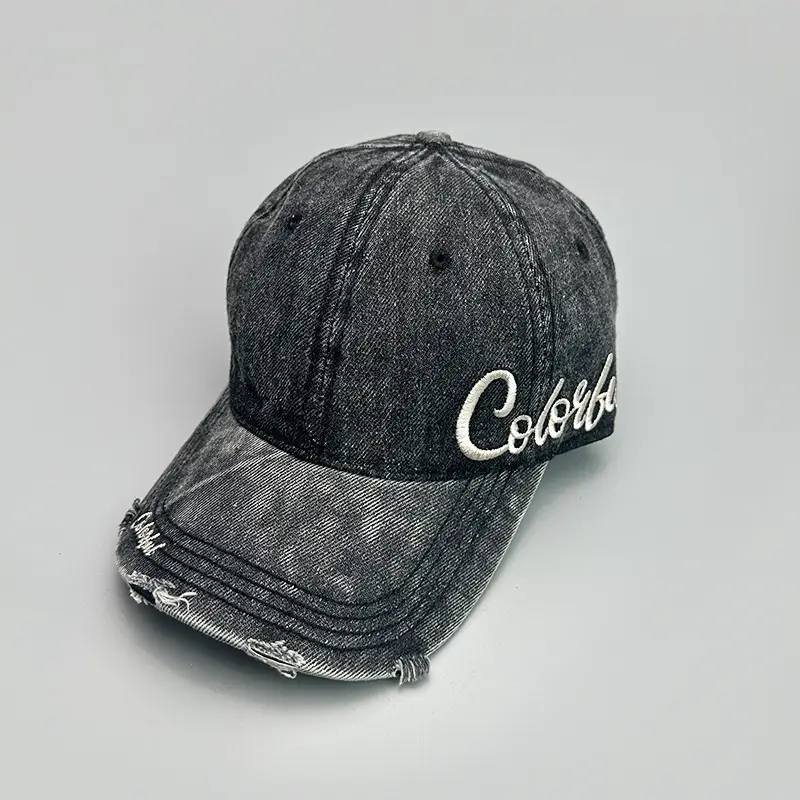Vintage Denim Baseball Cap with "Coast" Embroidery — feature 7