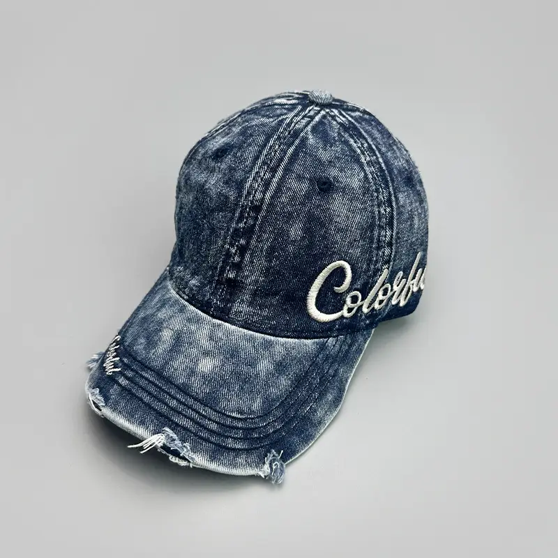 Vintage Denim Baseball Cap with "Coast" Embroidery — feature 8