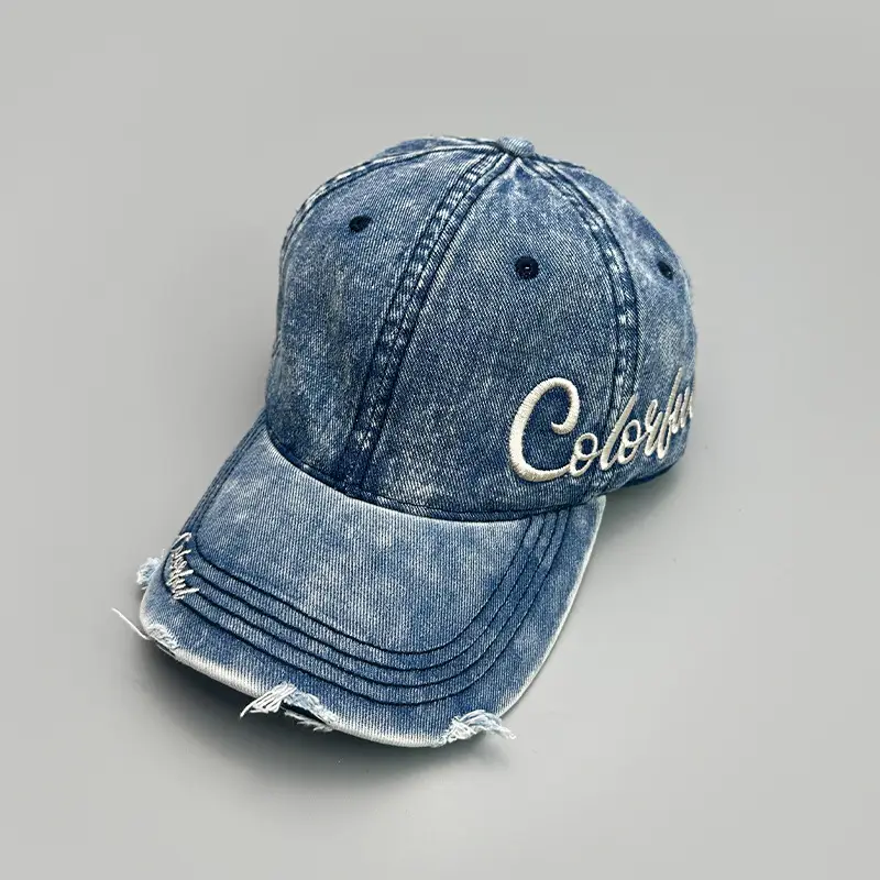 Vintage Denim Baseball Cap with "Coast" Embroidery — feature 9