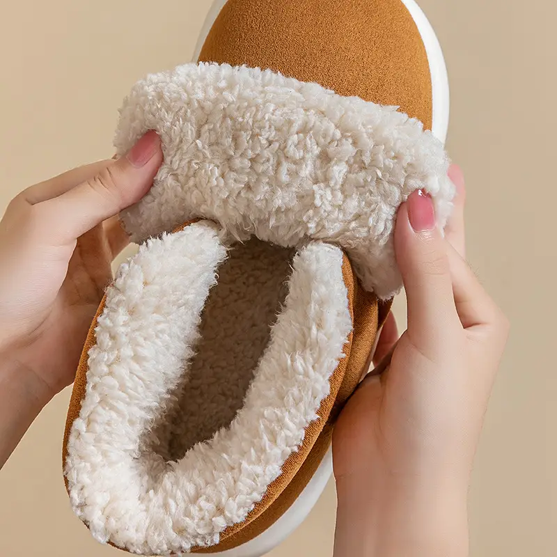 High-top cotton slippers women's winter indoor non-slip outdoor casual cotton slippers lovers fleece-lined thick warm all-inclusive cotton shoes