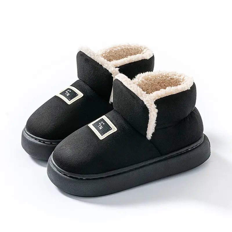 High-top cotton slippers women's winter indoor non-slip outdoor casual cotton slippers lovers fleece-lined thick warm all-inclusive cotton shoes