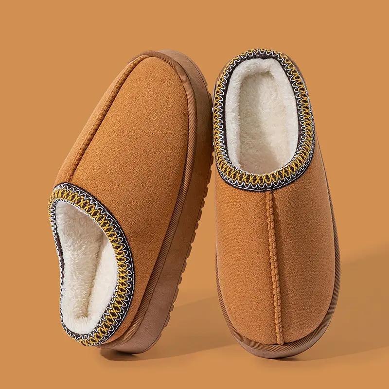 High-top cotton slippers women's winter indoor non-slip outdoor casual cotton slippers lovers fleece-lined thick warm all-inclusive cotton shoes