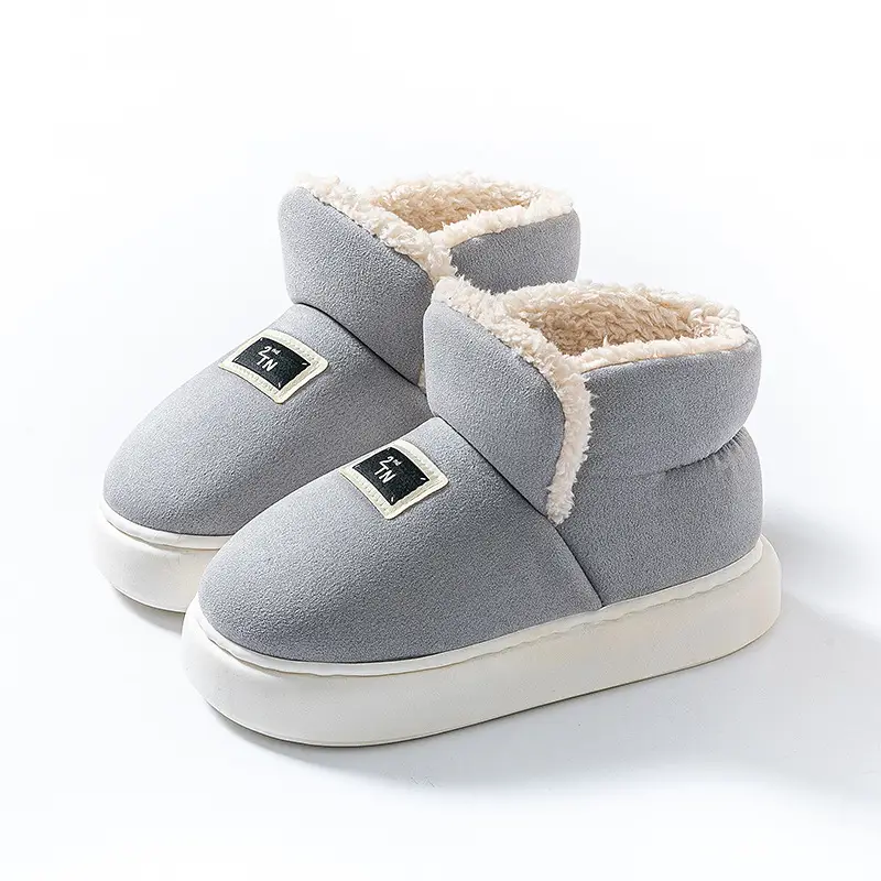 High-top cotton slippers women's winter indoor non-slip outdoor casual cotton slippers lovers fleece-lined thick warm all-inclusive cotton shoes