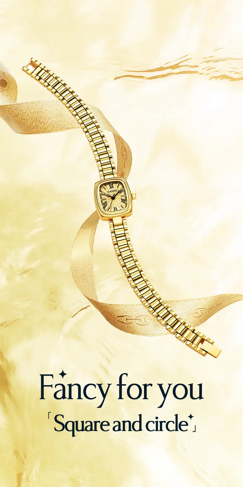 Kaidu Gold Square Watch for Women Waterproof Quartz — feature 13