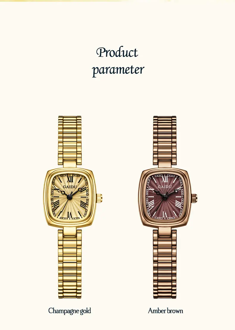 Kaidu Gold Square Watch for Women Waterproof Quartz — feature 21