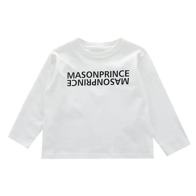 Children White Cotton Long Sleeve T-Shirt Spring Fall 2025 - Image 5