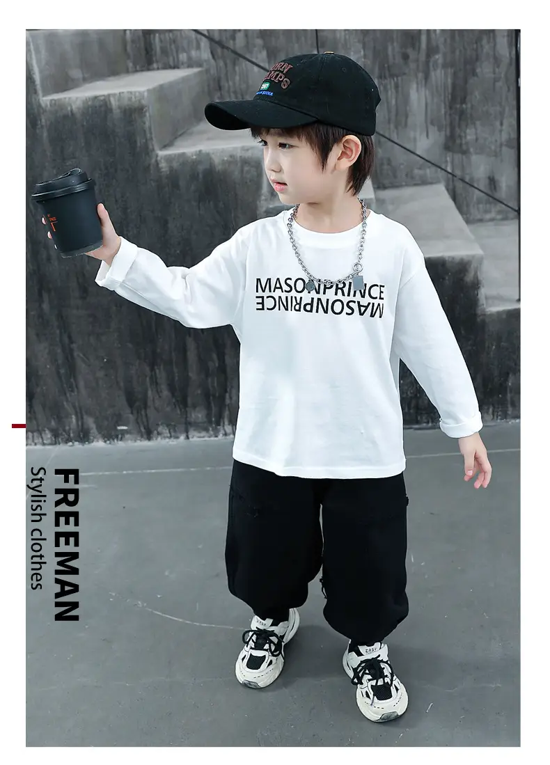 Children White Cotton Long Sleeve T-Shirt Spring Fall 2025 — feature 10