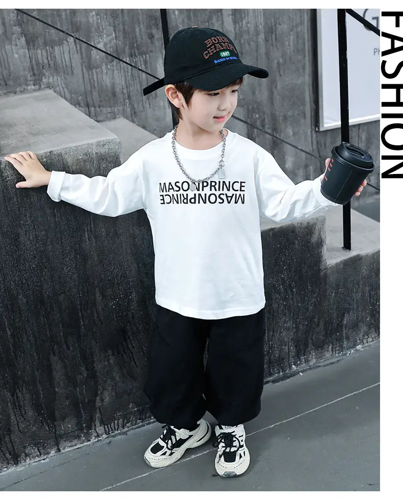 Children White Cotton Long Sleeve T-Shirt Spring Fall 2025 — feature 12