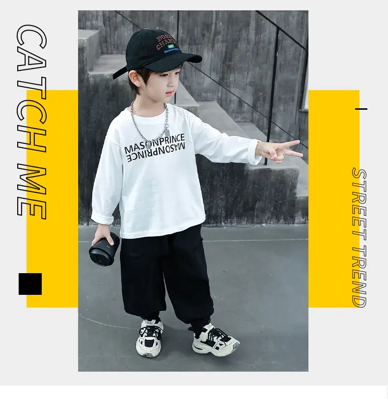 Children White Cotton Long Sleeve T-Shirt Spring Fall 2025 — feature 2