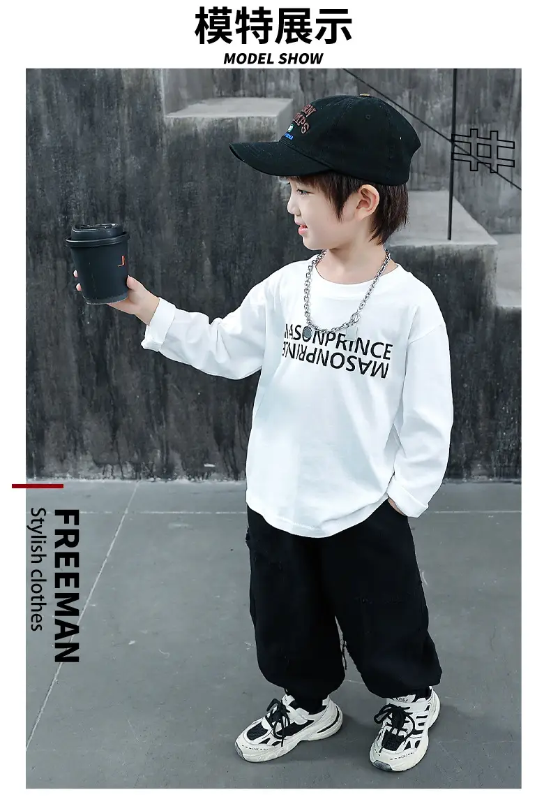 Children White Cotton Long Sleeve T-Shirt Spring Fall 2025 — feature 4