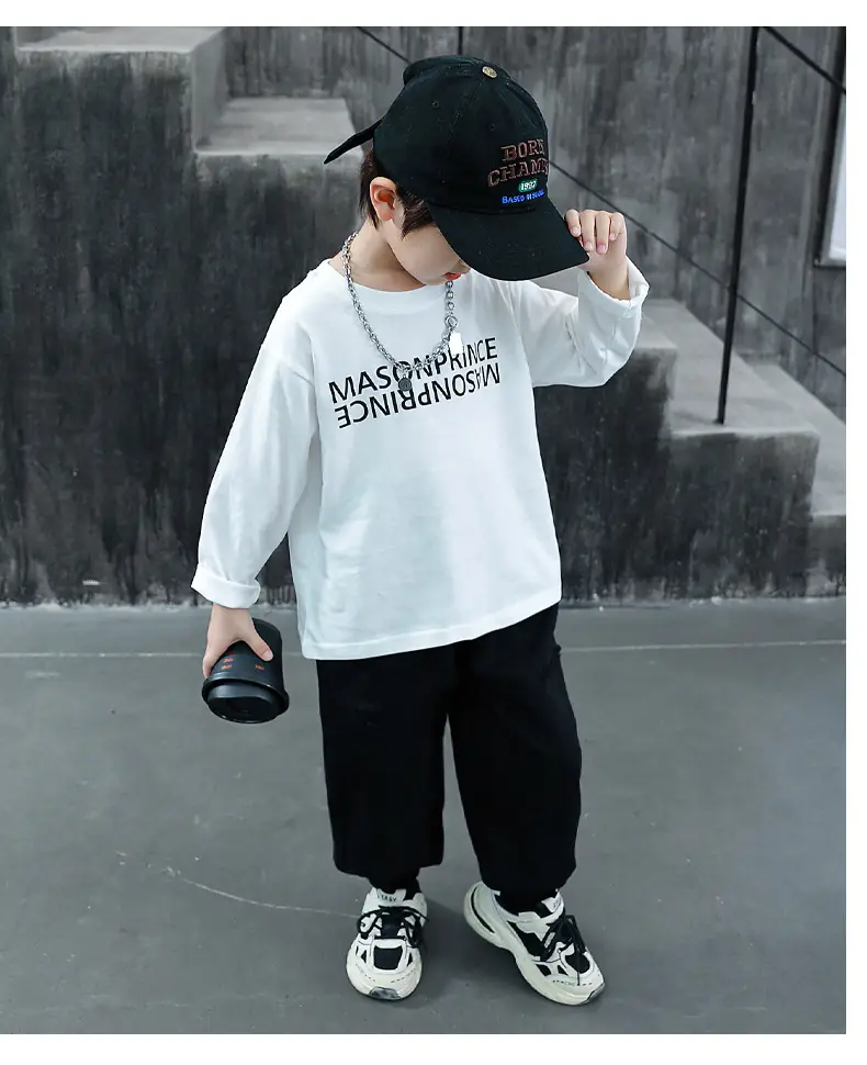 Children White Cotton Long Sleeve T-Shirt Spring Fall 2025 — feature 5