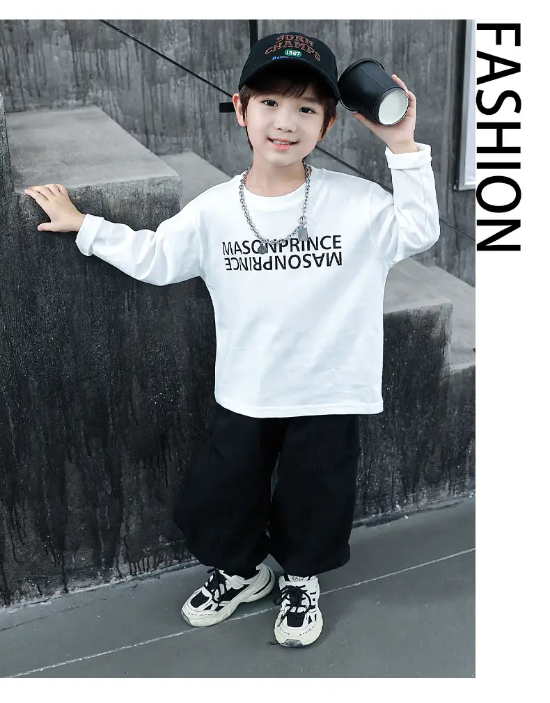 Children White Cotton Long Sleeve T-Shirt Spring Fall 2025 — feature 6