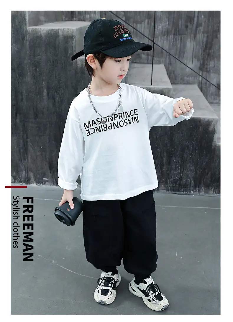 Children White Cotton Long Sleeve T-Shirt Spring Fall 2025 — feature 7