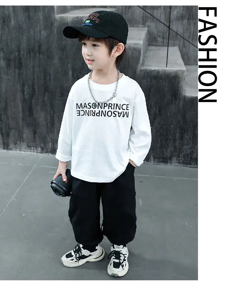 Children White Cotton Long Sleeve T-Shirt Spring Fall 2025 — feature 9