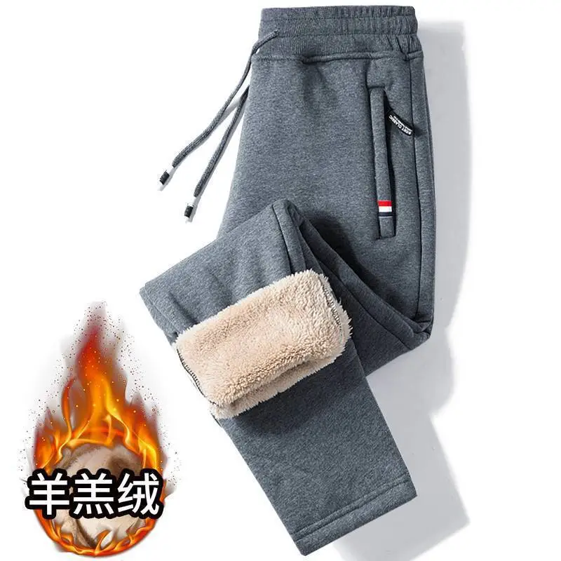 Men Grey Fleece Warm Pants Winter Plus Size - Image 12