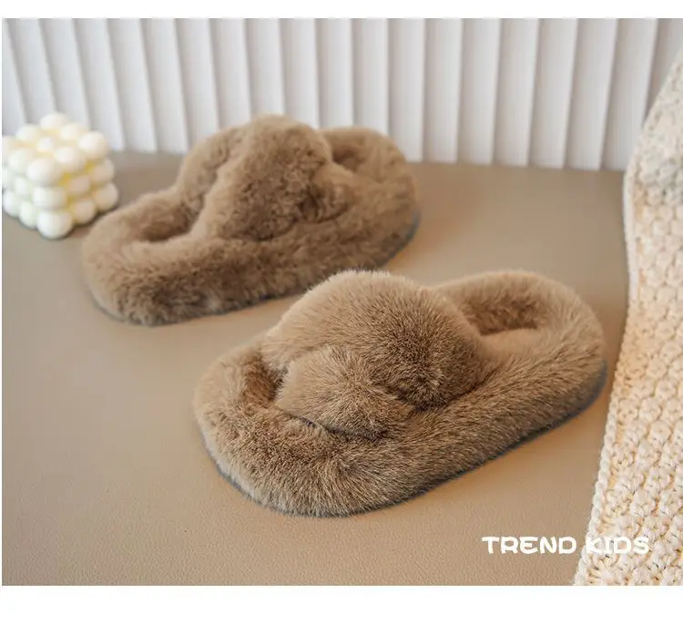 Girls' Mao Mao slippers 2024 winter new thickened warm cotton slippers indoor non-slip baby children's cotton shoes — feature 18