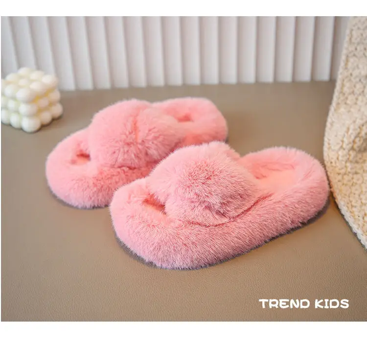 Girls' Mao Mao slippers 2024 winter new thickened warm cotton slippers indoor non-slip baby children's cotton shoes — feature 21