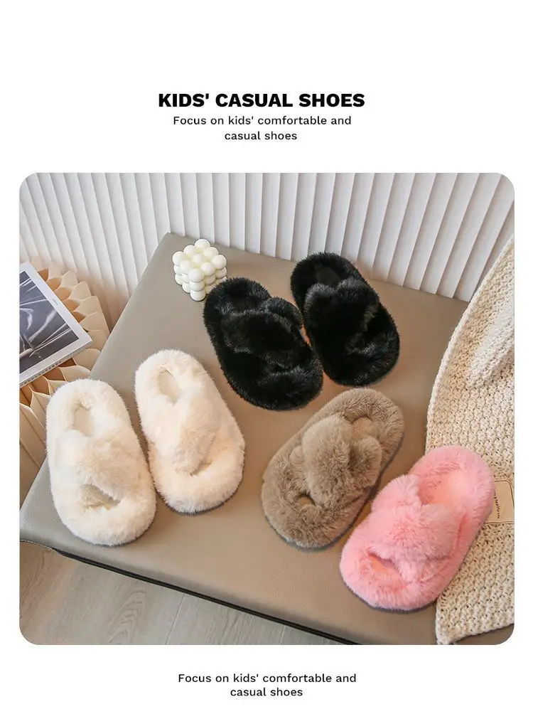 Girls' Mao Mao slippers 2024 winter new thickened warm cotton slippers indoor non-slip baby children's cotton shoes — feature 7