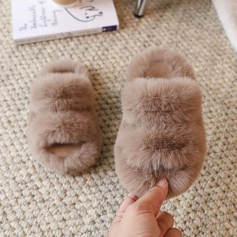 Girls' Mao Mao slippers 2024 winter new thickened warm cotton slippers indoor non-slip baby children's cotton shoes