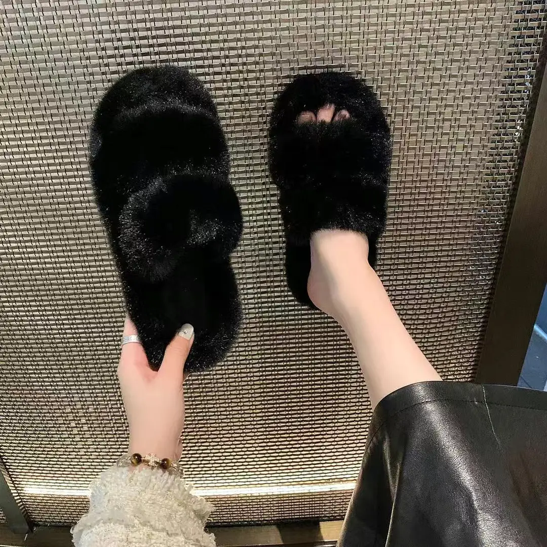 Girls' Mao Mao slippers 2024 winter new thickened warm cotton slippers indoor non-slip baby children's cotton shoes