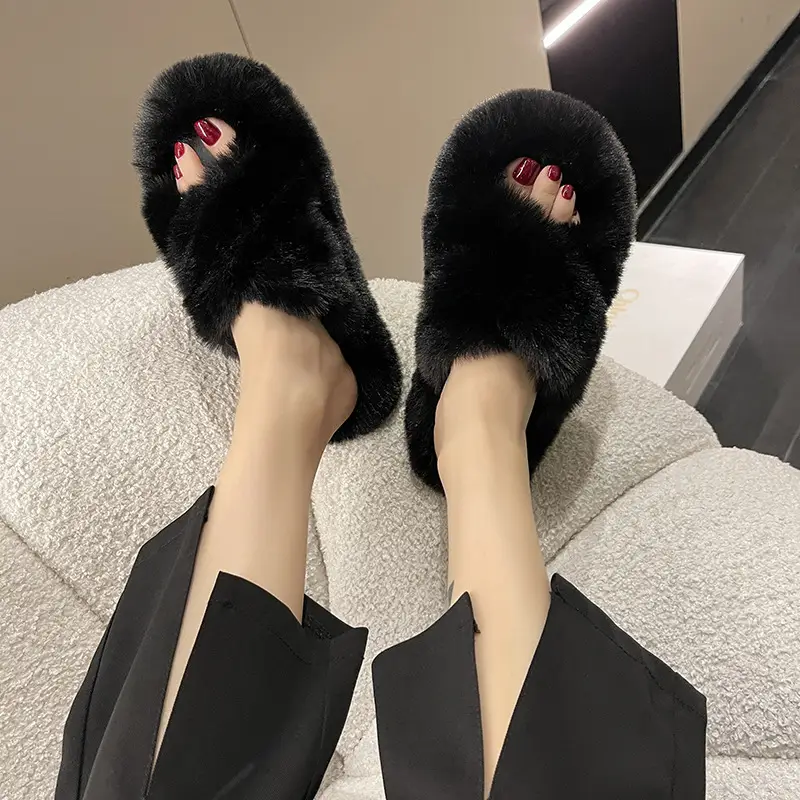 Girls' Mao Mao slippers 2024 winter new thickened warm cotton slippers indoor non-slip baby children's cotton shoes