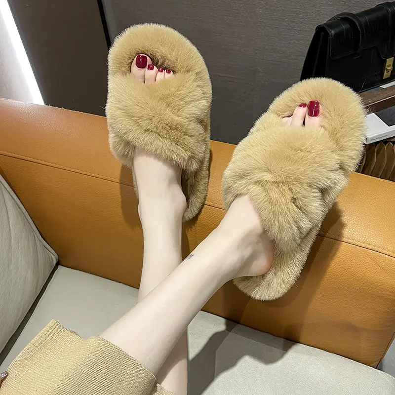 Girls' Mao Mao slippers 2024 winter new thickened warm cotton slippers indoor non-slip baby children's cotton shoes