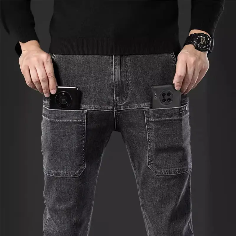 Men's 2024 Stretch Multi-Pocket Jeans Grey - Image 5